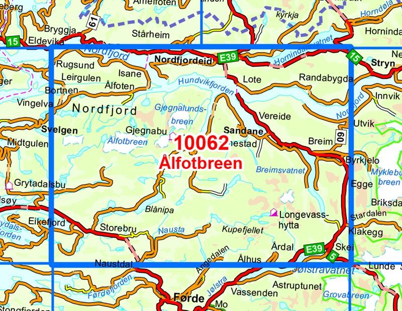 Carte de randonnée n° 10062 - Alfotbreen (Norvège) | Nordeca - Norge-serien carte de randonnée Nordeca