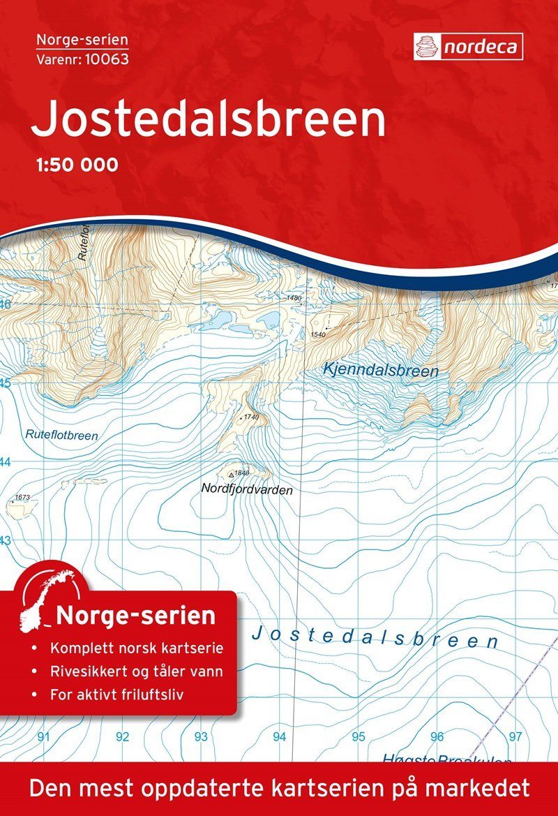 Carte de randonnée n° 10063 - Jostedalsbreen (Norvège) | Nordeca - Norge-serien carte de randonnée Nordeca