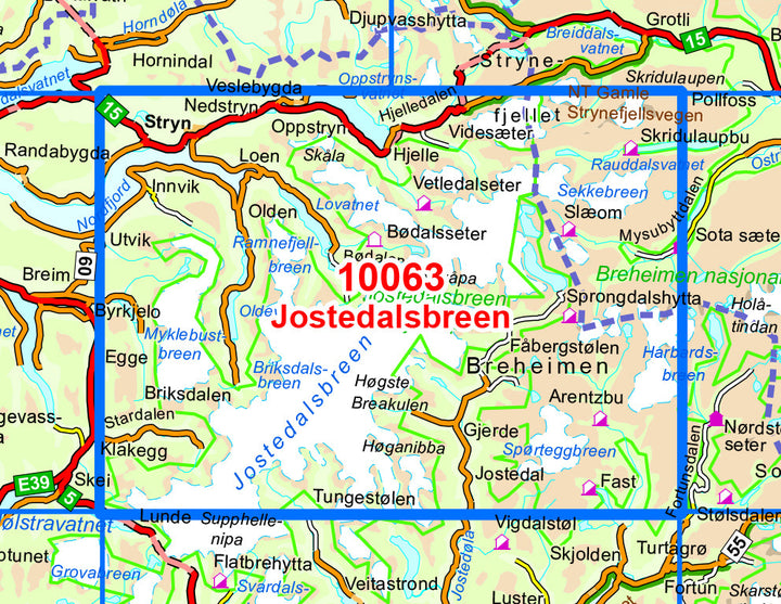 Carte de randonnée n° 10063 - Jostedalsbreen (Norvège) | Nordeca - Norge-serien carte pliée Nordeca 