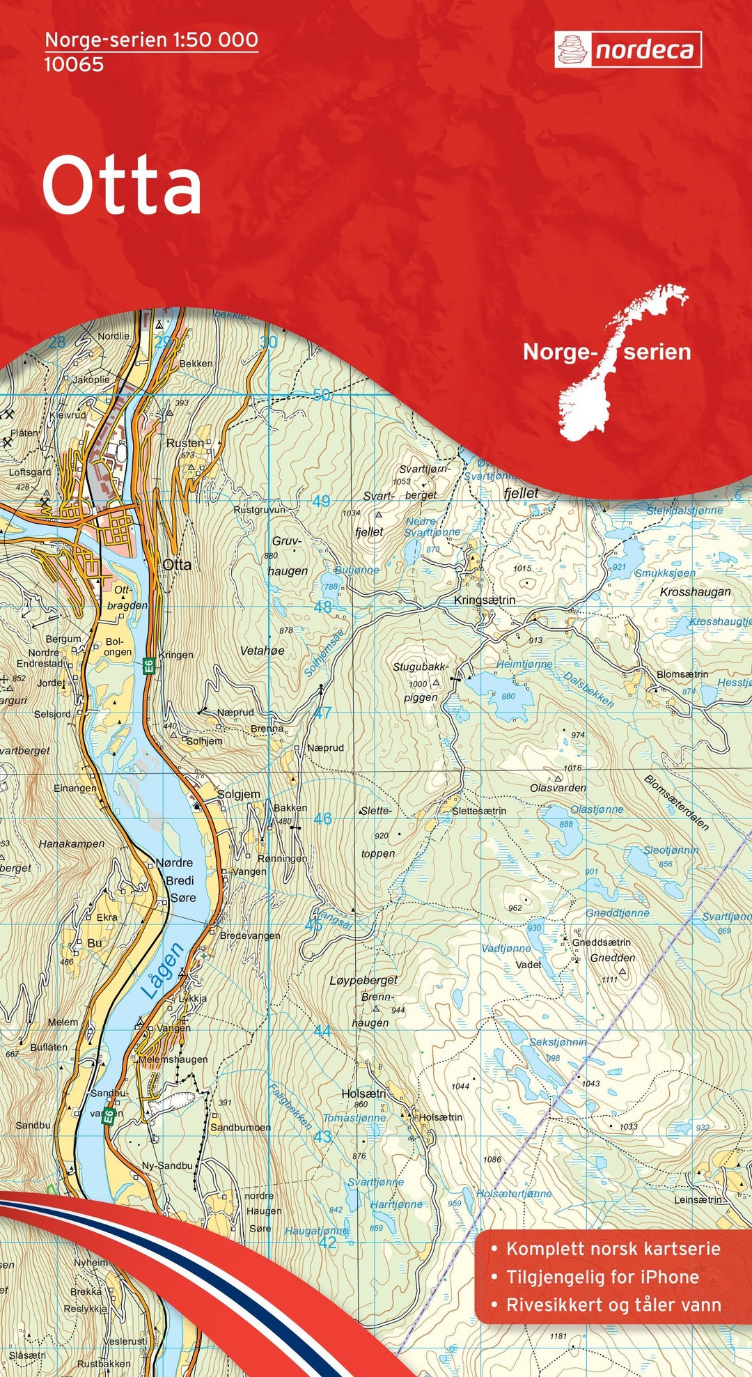 Carte de randonnée n° 10065 - Otta (Norvège) | Nordeca - Norge-serien carte pliée Nordeca 