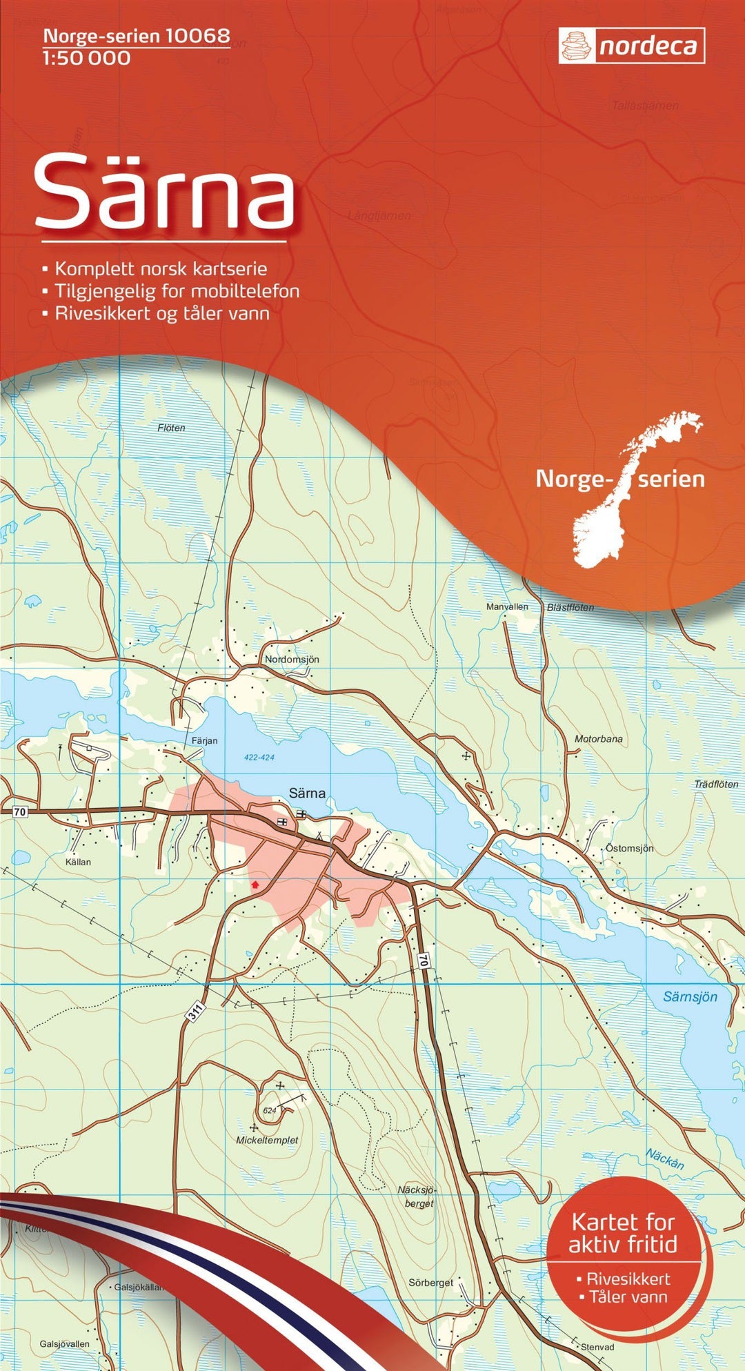 Carte de randonnée n° 10068 - Sarna (Norvège) | Nordeca - Norge-serien carte pliée Nordeca 