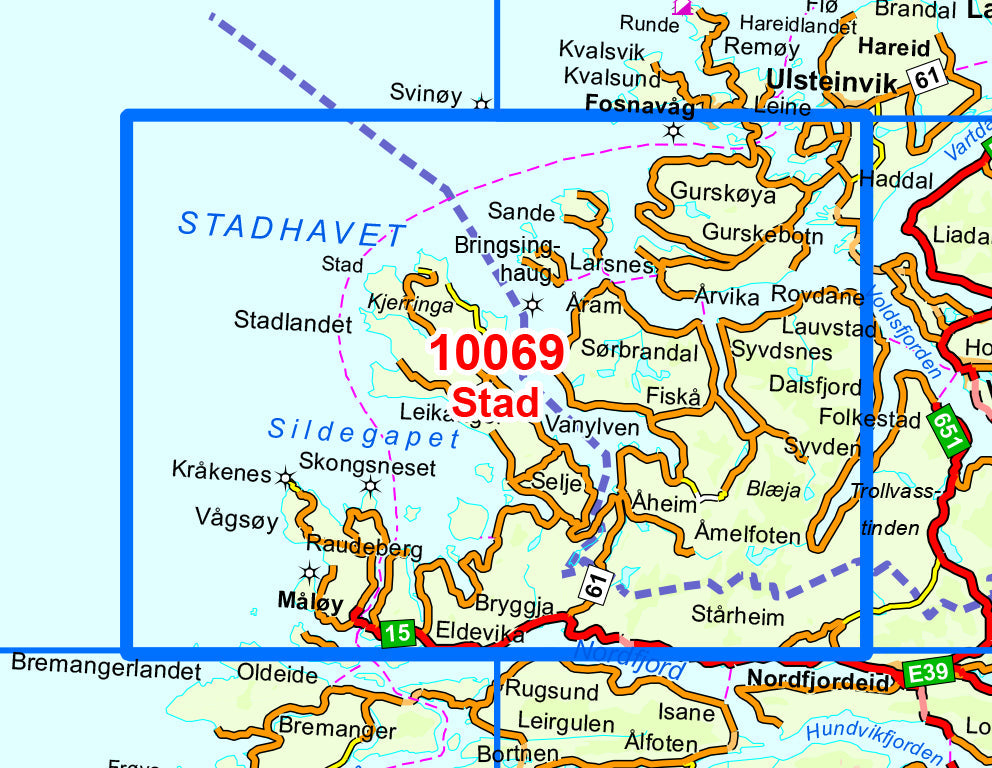 Carte de randonnée n° 10069 - Stad (Norvège) | Nordeca - Norge-serien carte pliée Nordeca 