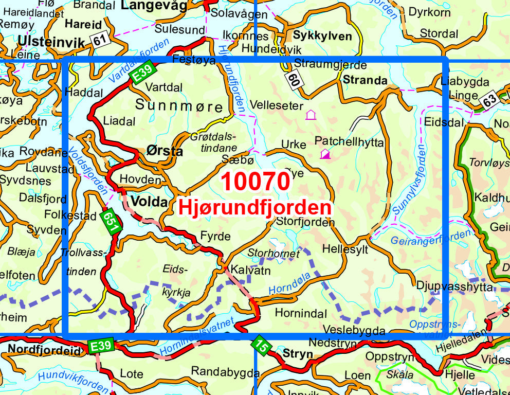 Carte de randonnée n° 10070 - Hjorundfjorden (Norvège) | Nordeca - Norge-serien carte pliée Nordeca 