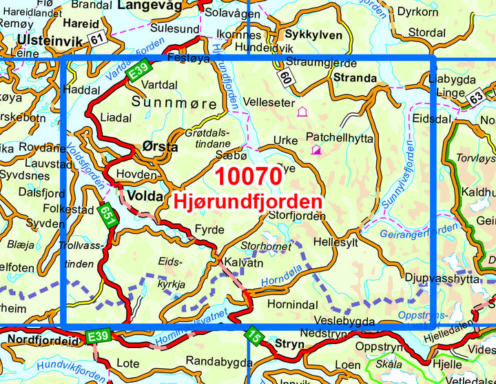 Carte de randonnée n° 10070 - Hjorundfjorden (Norvège) | Nordeca - Norge-serien carte pliée Nordeca 
