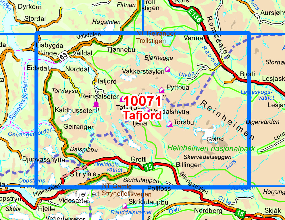 Carte de randonnée n° 10071 - Tafjord (Norvège) | Nordeca - Norge-serien carte pliée Nordeca 