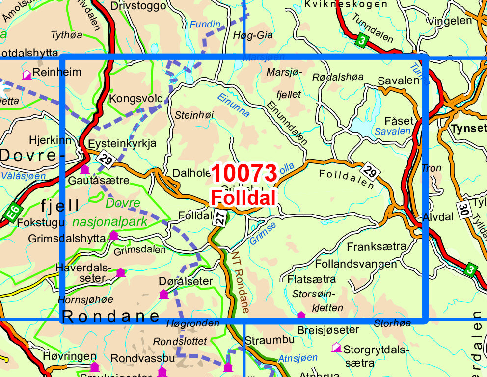 Carte de randonnée n° 10073 - Folldal (Norvège) | Nordeca - Norge-serien carte pliée Nordeca 