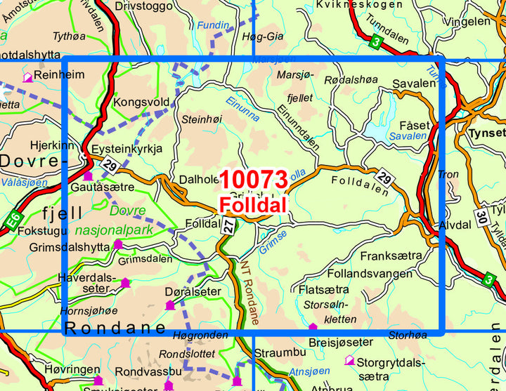Carte de randonnée n° 10073 - Folldal (Norvège) | Nordeca - Norge-serien carte pliée Nordeca 