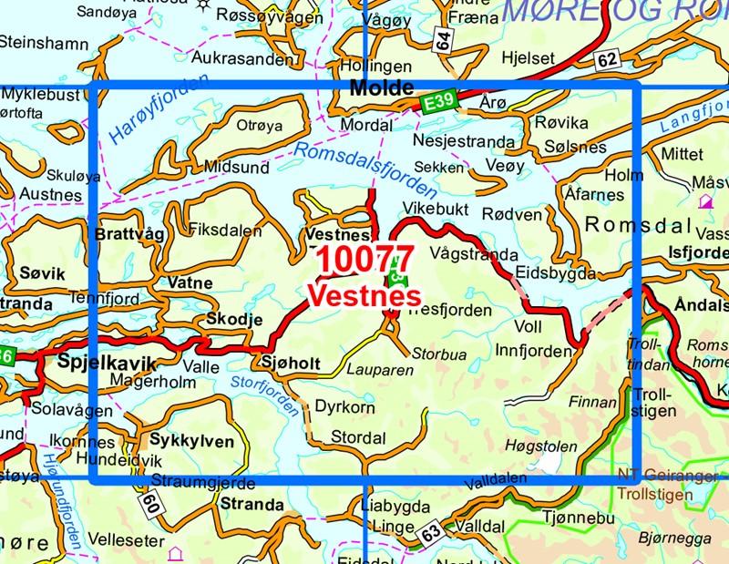 Carte de randonnée n° 10077 - Romsdalsfjorden (Norvège) | Nordeca - Norge-serien carte pliée Nordeca 