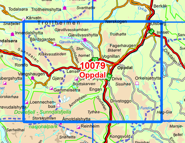 Carte de randonnée n° 10079 - Oppdal (Norvège) | Nordeca - Norge-serien carte pliée Nordeca 