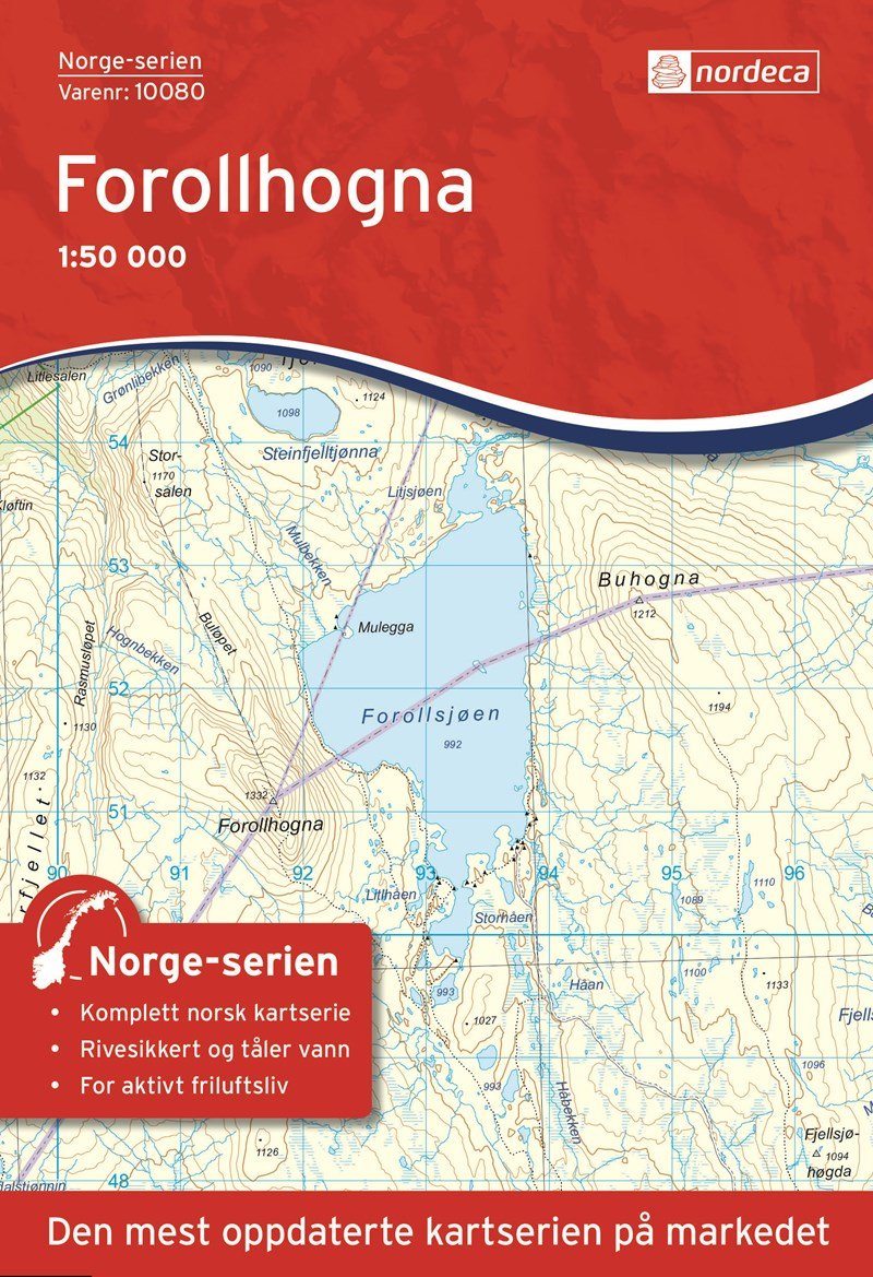 Carte de randonnée n° 10080 - Forollhognal (Norvège) | Nordeca - Norge-serien carte de randonnée Nordeca