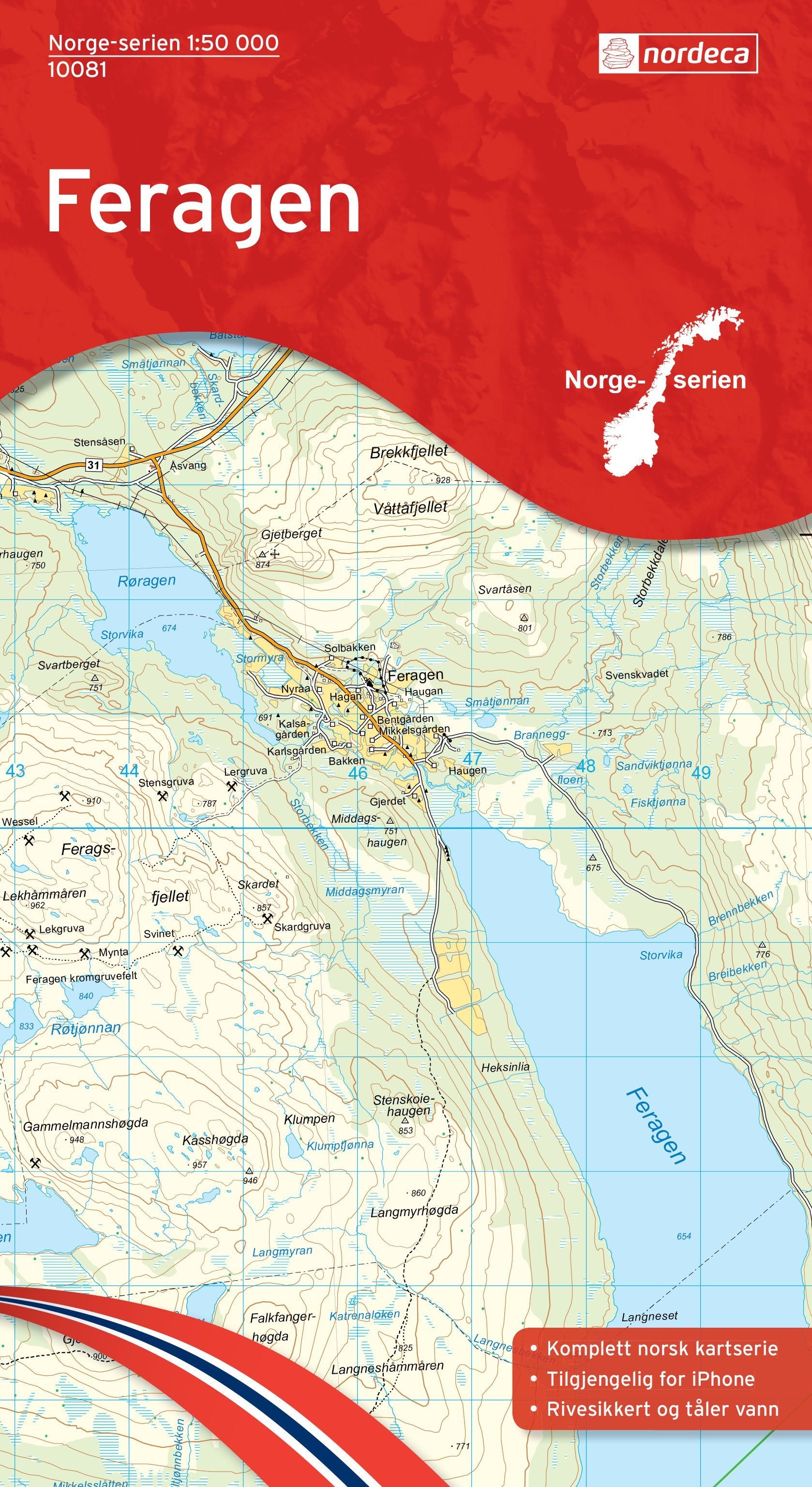 Hiking map No. 10081 - Røros (Fergen) (Norway) | Nordeca - Norge-serie ...