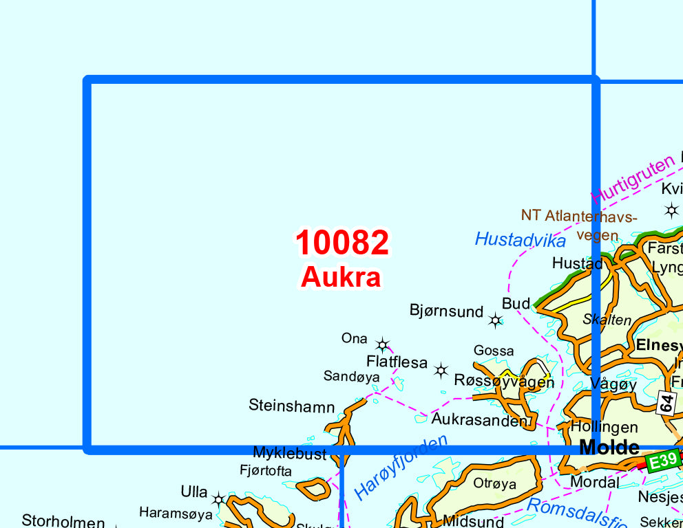 Carte de randonnée n° 10082 - Aukra (Norvège) | Nordeca - Norge-serien carte de randonnée Nordeca Default Title