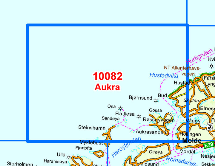 Carte de randonnée n° 10082 - Aukra (Norvège) | Nordeca - Norge-serien carte pliée Nordeca 