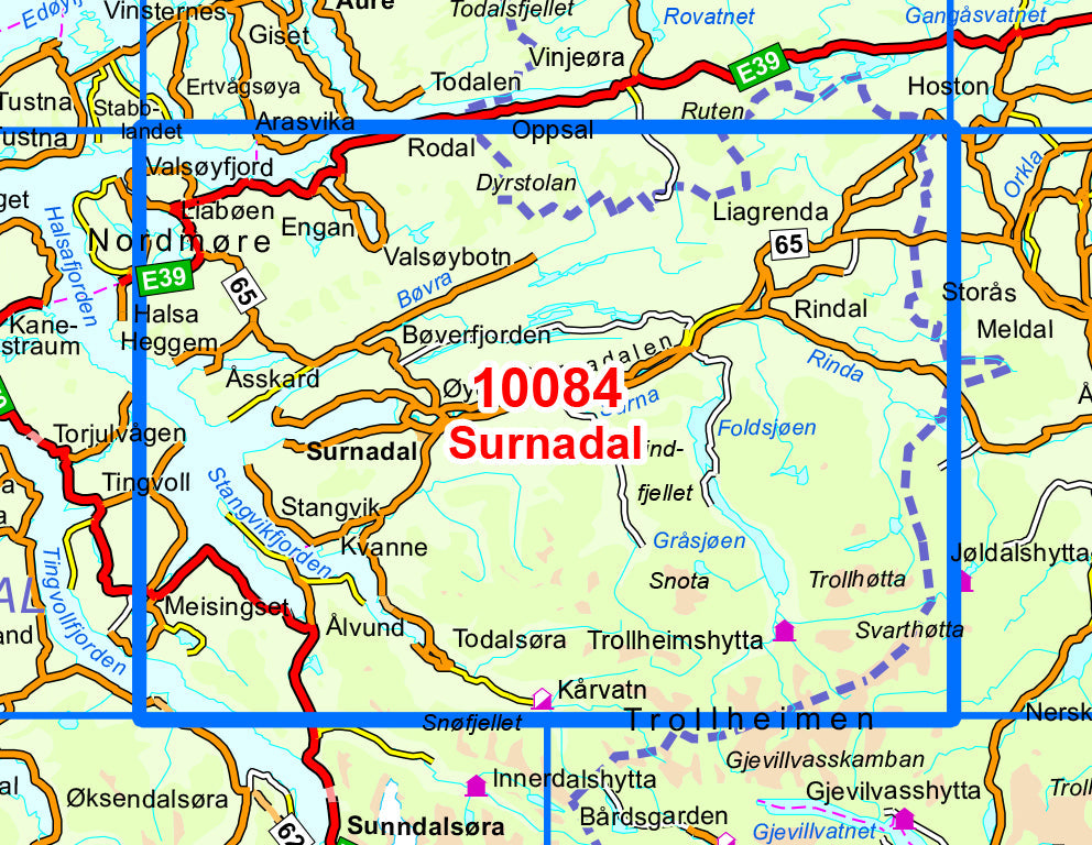 Carte de randonnée n° 10084 - Surnadal (Norvège) | Nordeca - Norge-serien carte pliée Nordeca 