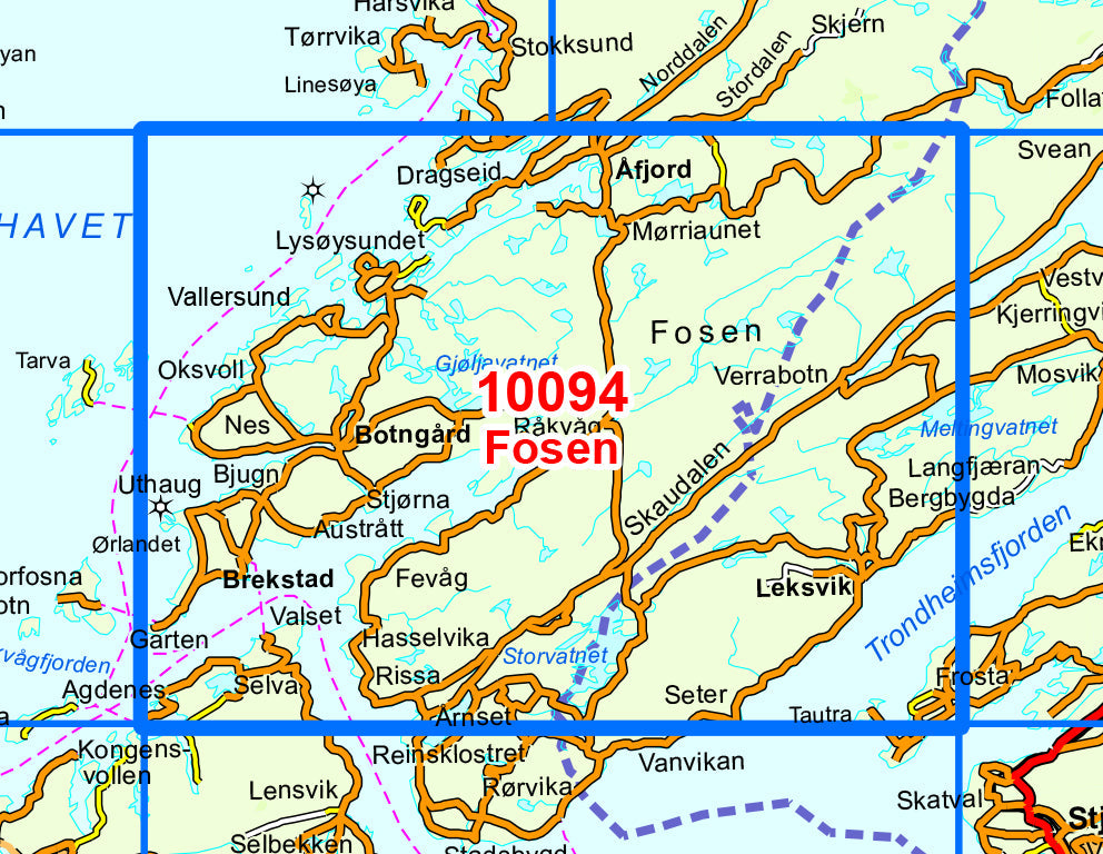 Carte de randonnée n° 10094 - Fosen (Norvège) | Nordeca - Norge-serien carte de randonnée Nordeca Default Title