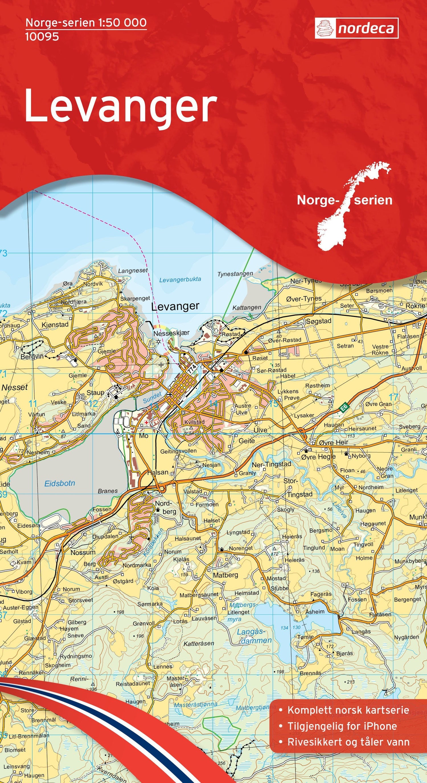 Carte de randonnée n° 10095 - Levanger (Norvège) | Nordeca - Norge-serien carte de randonnée Nordeca