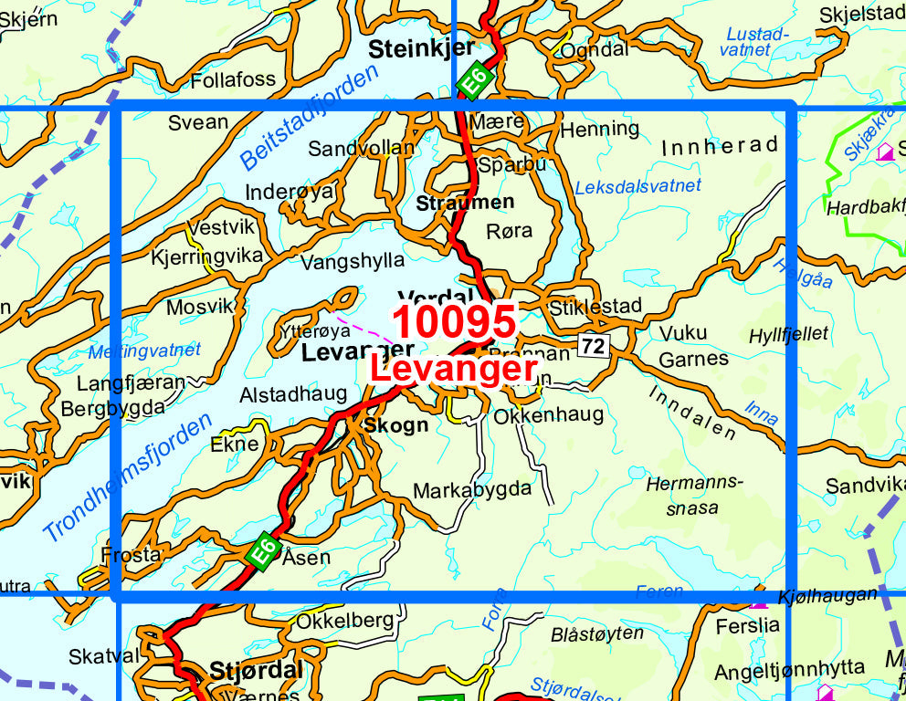 Carte de randonnée n° 10095 - Levanger (Norvège) | Nordeca - Norge-serien carte pliée Nordeca 