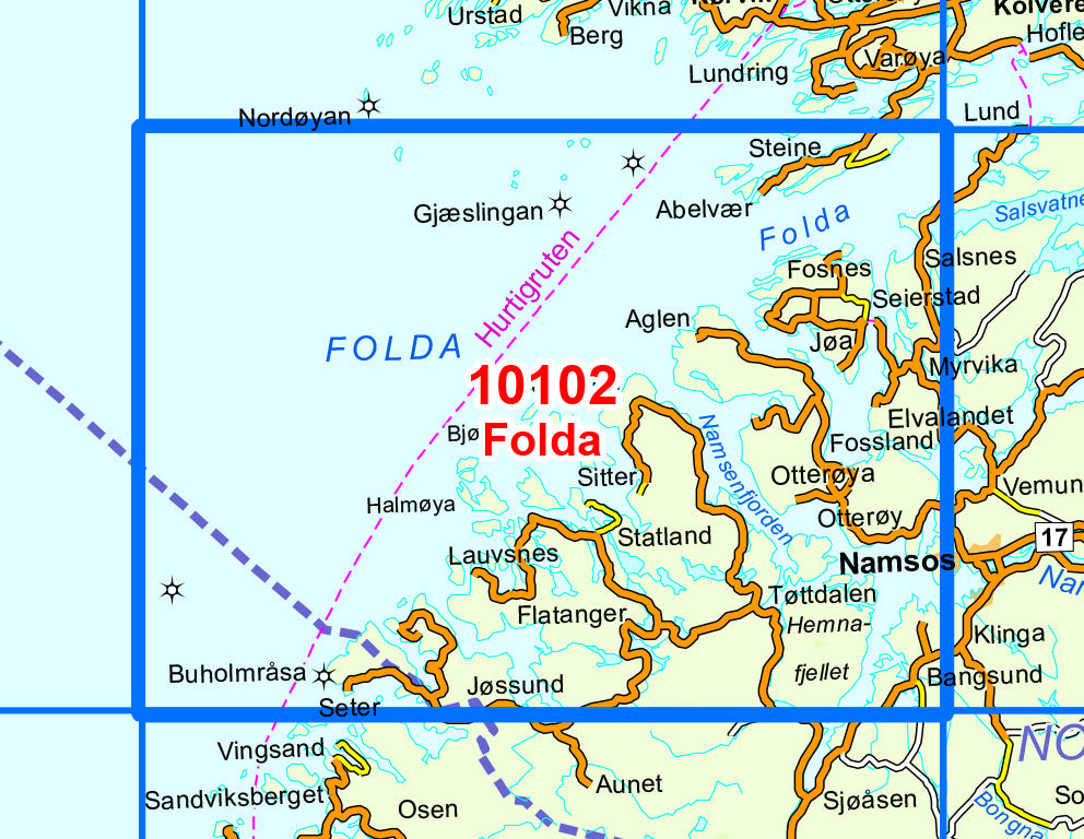 Carte de randonnée n° 10102 - Folda (Norvège) | Nordeca - Norge-serien carte de randonnée Nordeca Default Title