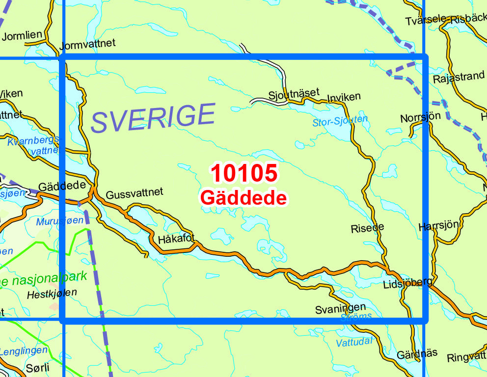 Carte de randonnée n° 10105 - Gaddede (Norvège) | Nordeca - Norge-serien carte de randonnée Nordeca Default Title