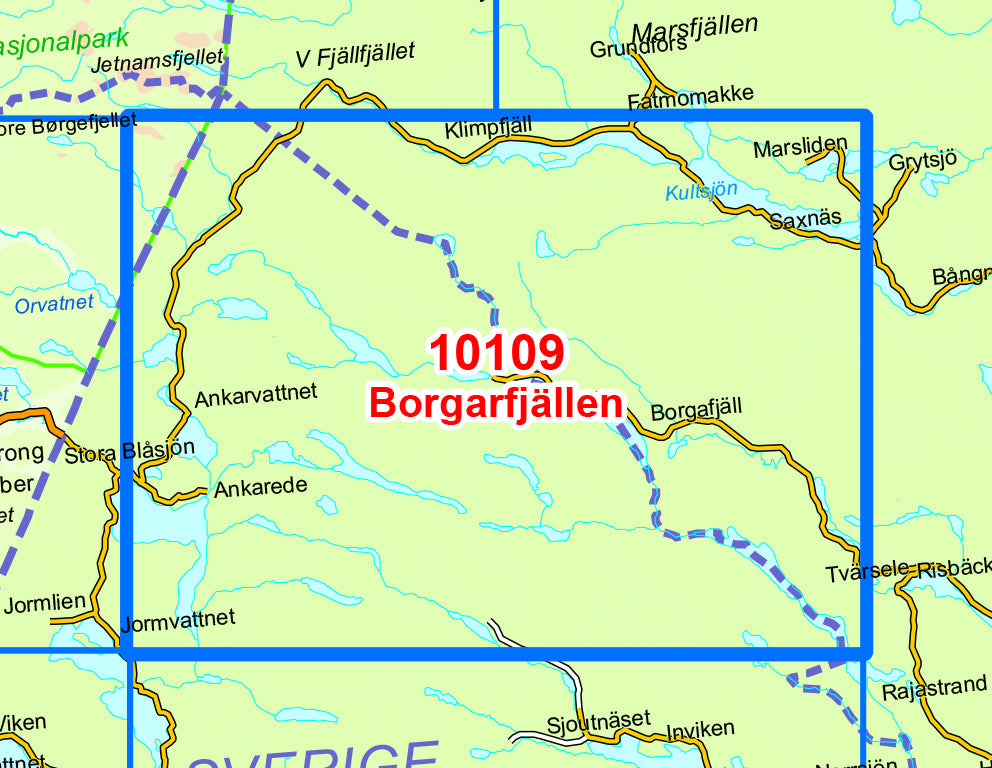 Carte de randonnée n° 10109 - Borgafjallen (Norvège) | Nordeca - Norge-serien carte de randonnée Nordeca Default Title