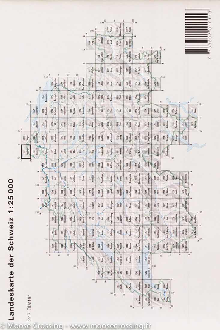 Carte topographique n° 1011 - Beggingen (Suisse, Allemagne) | Swisstopo - 1/25 000 carte de randonnée Swisstopo