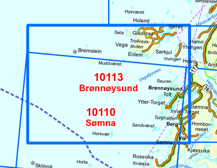 Carte de randonnée n° 10113 - Bronnoysund (Norvège) | Nordeca - Norge-serien carte pliée Nordeca 