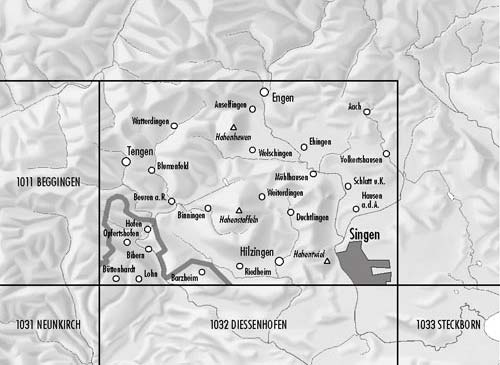 Carte de randonnée n° 1012 - Singen (Suisse, Allemagne) | Swisstopo - 1/25 000 carte pliée Swisstopo 
