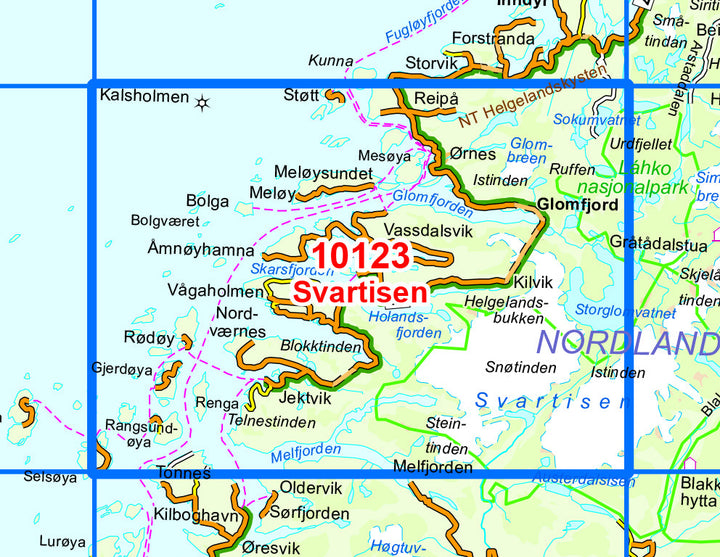 Carte de randonnée n° 10123 - Svartisen (Norvège) | Nordeca - Norge-serien carte pliée Nordeca 