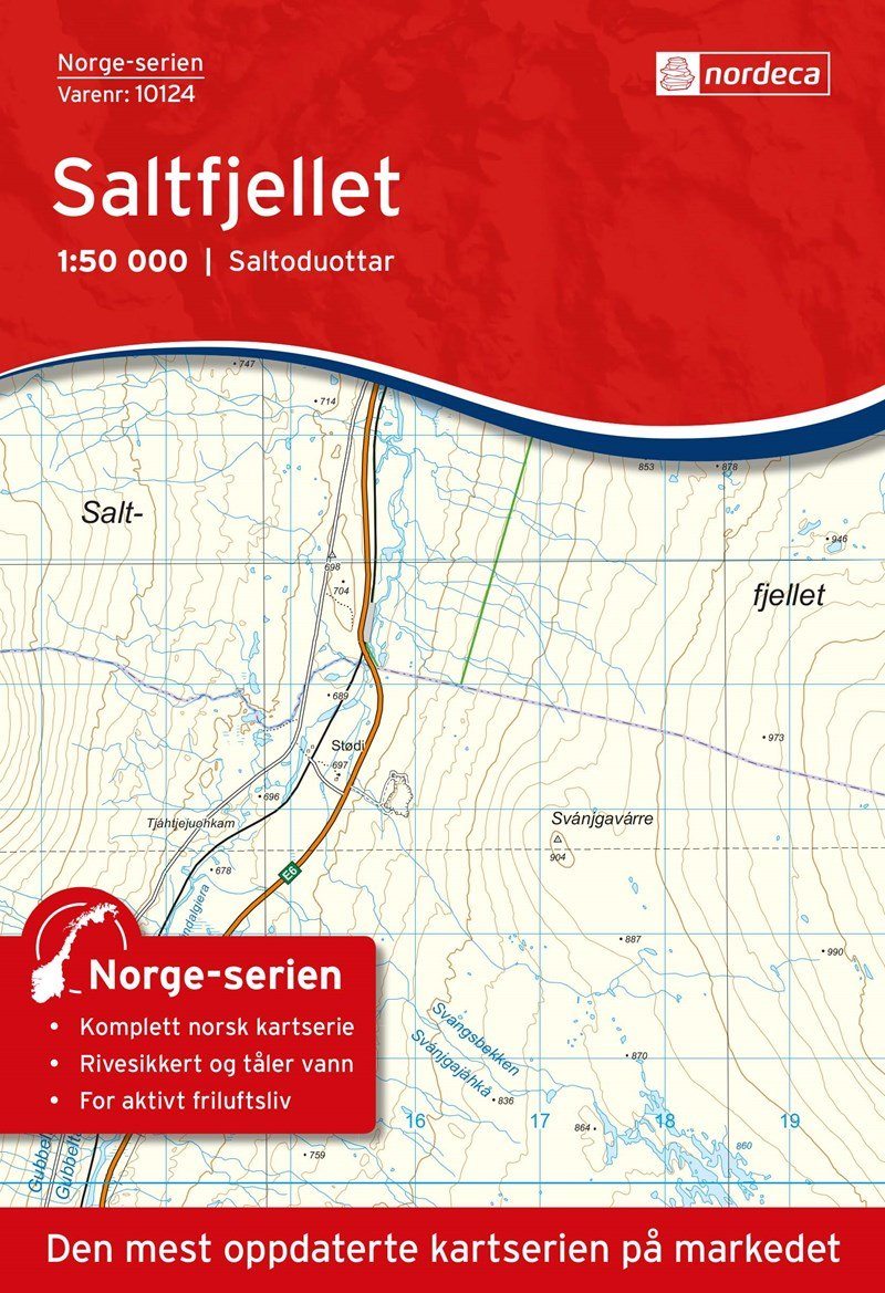 Carte de randonnée n° 10124 - Saltfjellet (Norvège) | Nordeca - Norge-serien carte de randonnée Nordeca