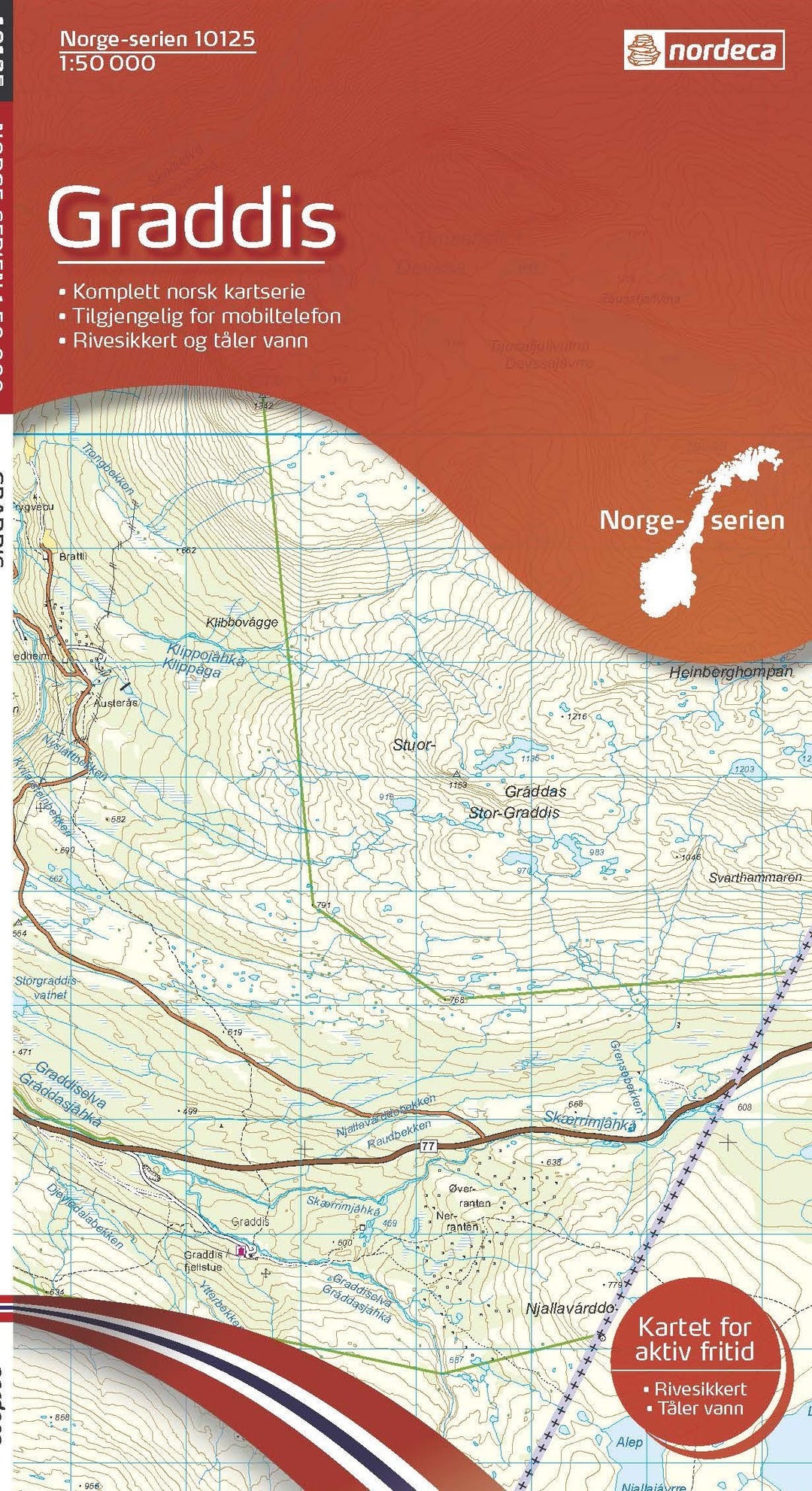 Carte de randonnée n° 10125 - Graddis (Norvège) | Nordeca - Norge-serien carte pliée Nordeca 