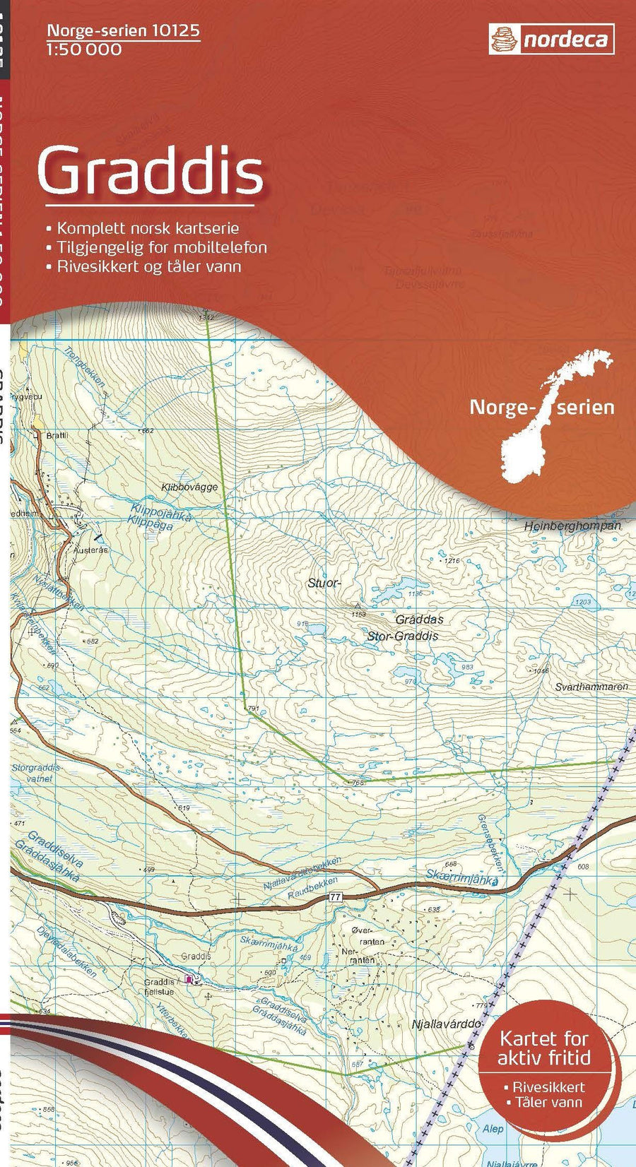 Carte de randonnée n° 10125 - Graddis (Norvège) | Nordeca - Norge-serien carte pliée Nordeca 