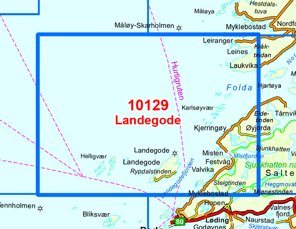 Carte de randonnée n° 10129 - Landegode (Norvège) | Nordeca - Norge-serien carte de randonnée Nordeca Default Title