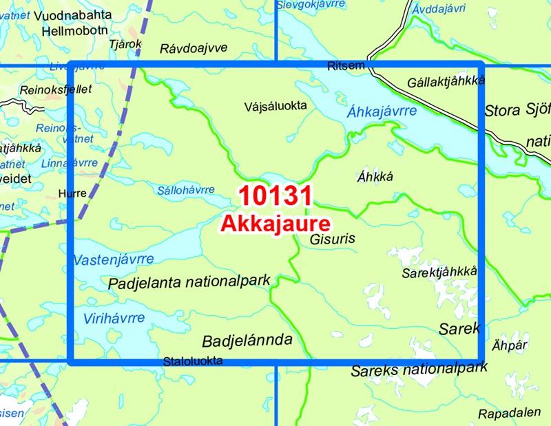 Carte de randonnée n° 10131 - Akkajaure (Norvège) | Nordeca - Norge-serien carte de randonnée Nordeca