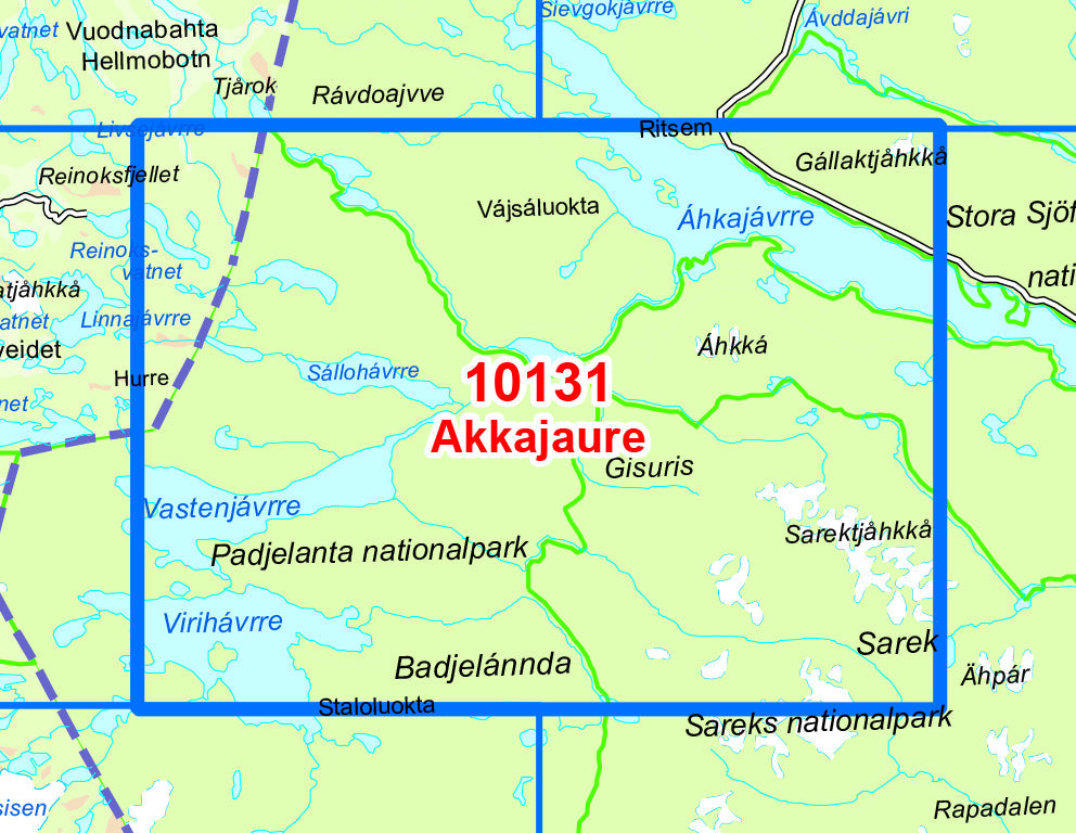 Carte de randonnée n° 10131 - Akkajaure (Norvège) | Nordeca - Norge-serien carte de randonnée Nordeca Default Title
