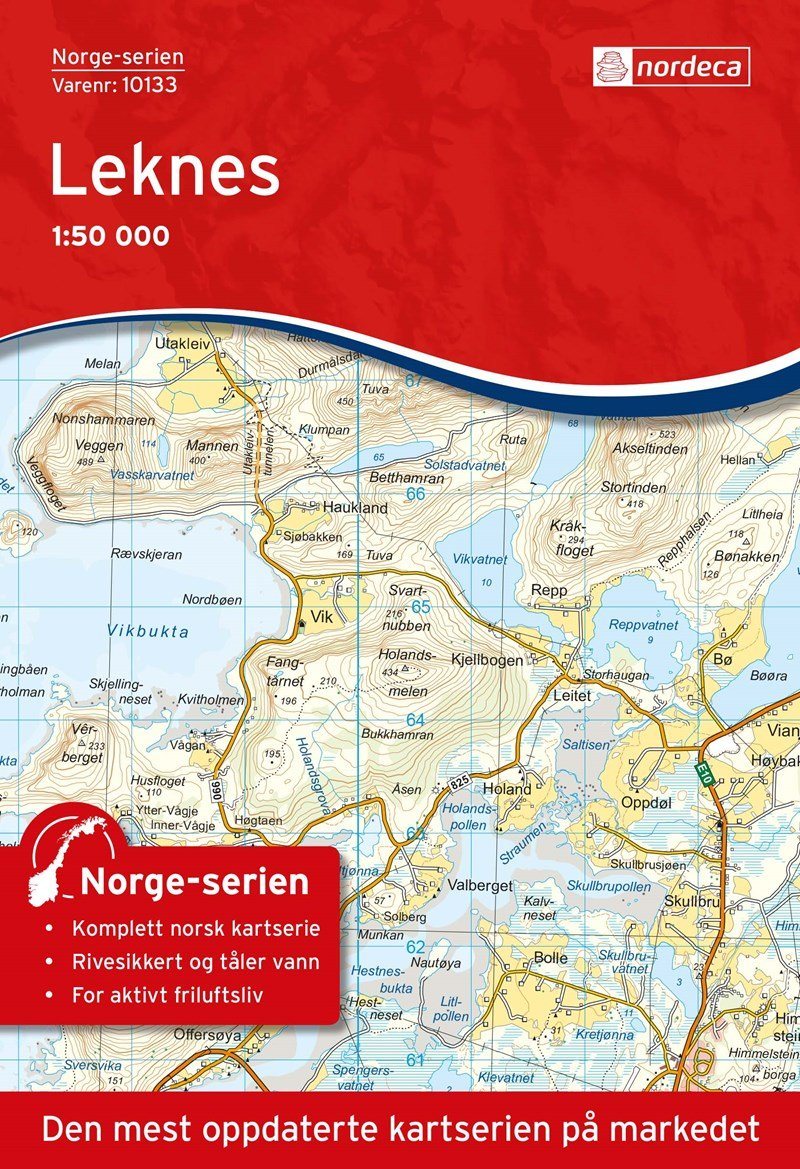 Carte de randonnée n° 10133 - Leknes (Iles Lofoten) (Norvège) | Nordeca - Norge-serien carte de randonnée Nordeca