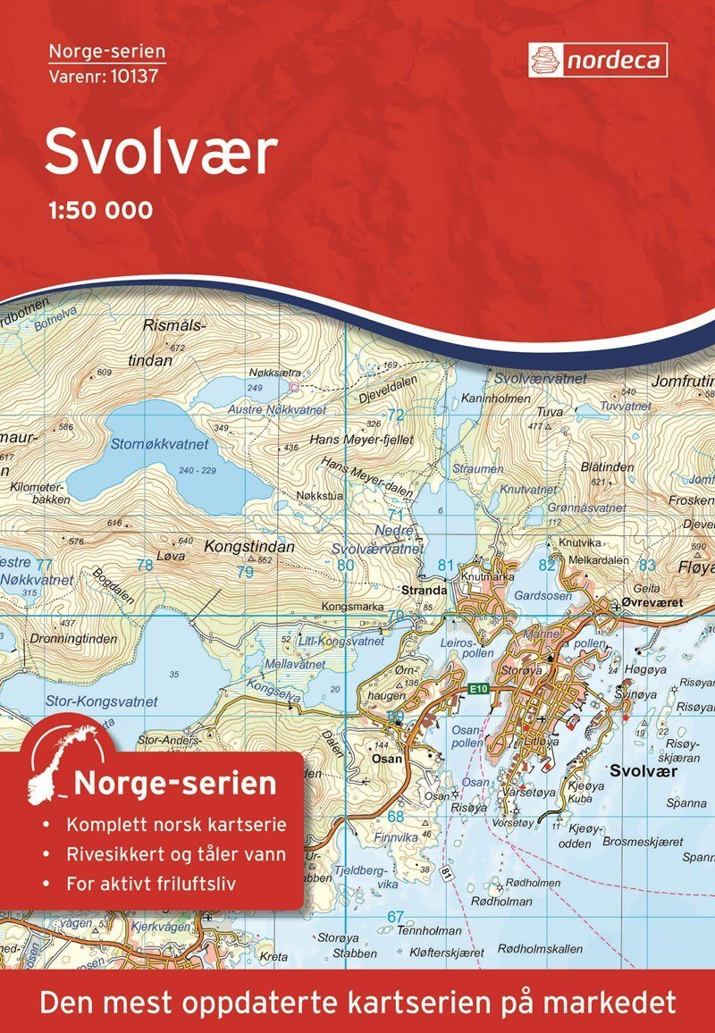 Carte de randonnée n° 10137 - Svolvær (Iles Lofoten) (Norvège) | Nordeca - Norge-serien carte de randonnée Nordeca