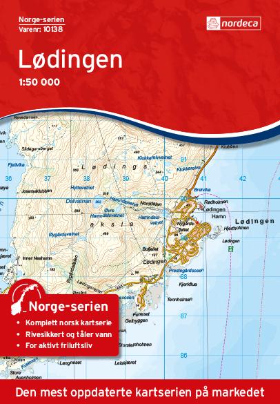 Carte de randonnée n° 10138 - Lodingen (Norvège) | Nordeca - Norge-serien carte de randonnée Nordeca