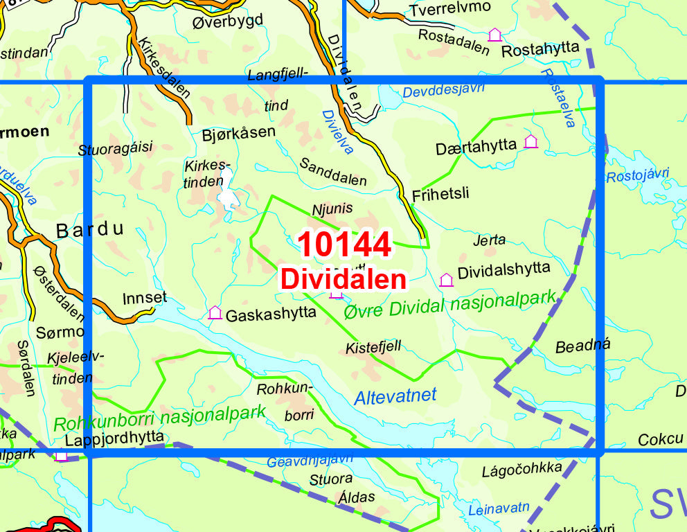 Carte de randonnée n° 10144 - Dividalen (Norvège) | Nordeca - Norge-serien carte pliée Nordeca 