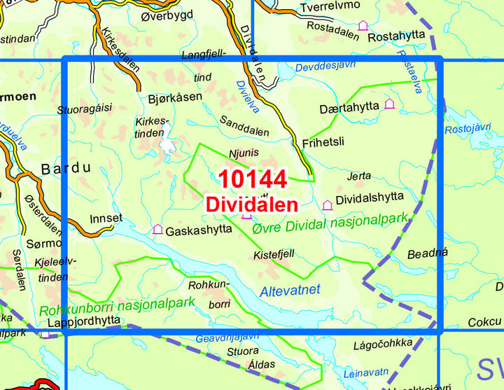 Carte de randonnée n° 10144 - Dividalen (Norvège) | Nordeca - Norge-serien carte pliée Nordeca 