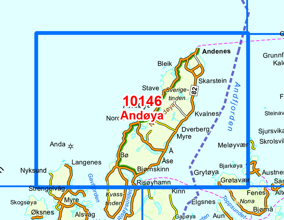 Carte de randonnée n° 10146 - Andoya (Norvège) | Nordeca - Norge-serien carte pliée Nordeca 