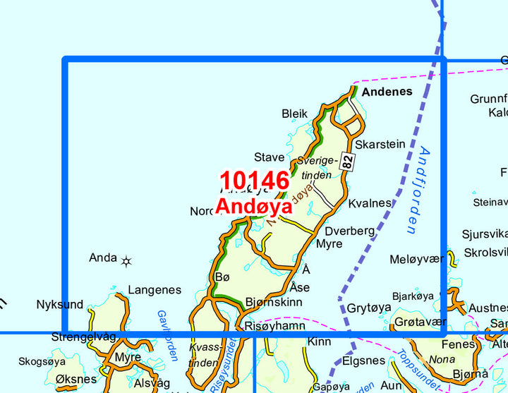 Carte de randonnée n° 10146 - Andoya (Norvège) | Nordeca - Norge-serien carte pliée Nordeca 