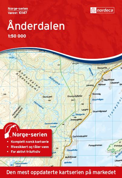 Carte de randonnée n° 10147 - Anderdalen (Norvège) | Nordeca - Norge-serien carte de randonnée Nordeca