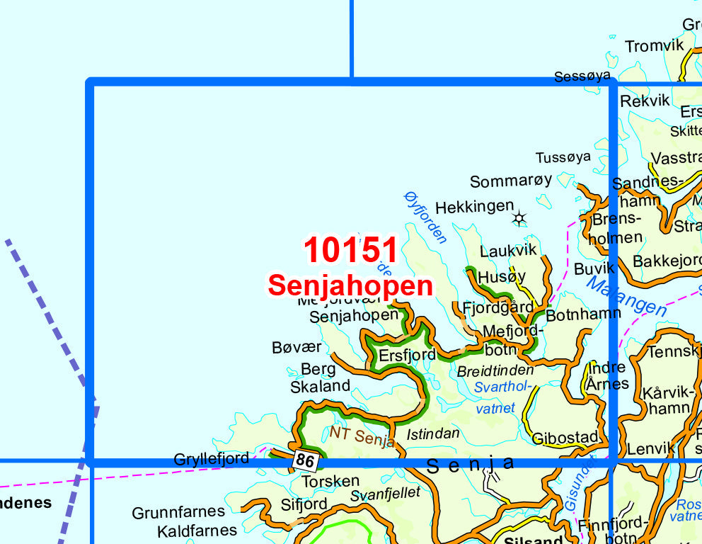 Carte de randonnée n° 10151 - Senjahopen (Norvège) | Nordeca - Norge-serien carte de randonnée Nordeca Default Title