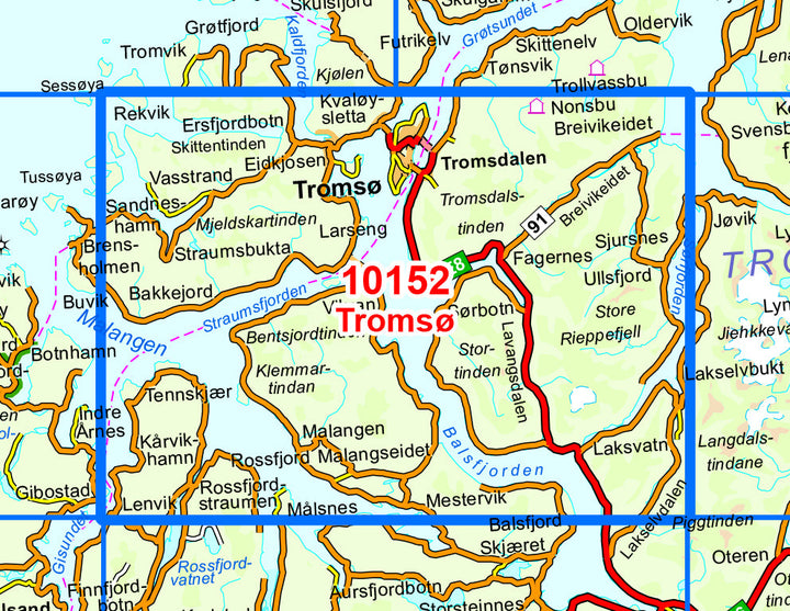 Carte de randonnée n° 10152 - Tromso (Norvège) | Nordeca - Norge-serien carte pliée Nordeca 