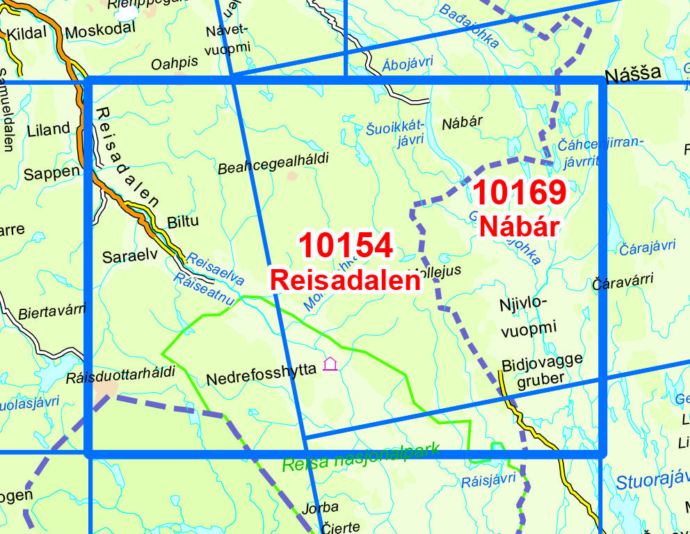 Carte de randonnée n° 10154 - Reisadalen (Norvège) | Nordeca - Norge-serien carte de randonnée Nordeca Default Title