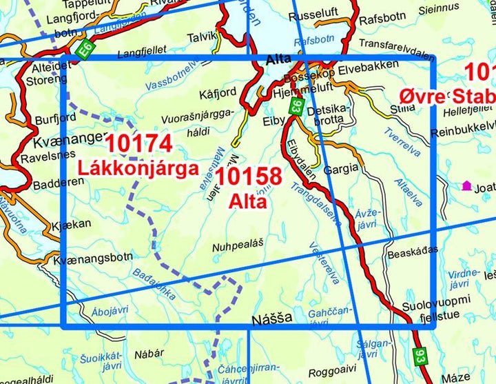 Carte de randonnée n° 10158 - Alta (Norvège) | Nordeca - Norge-serien carte pliée Nordeca 