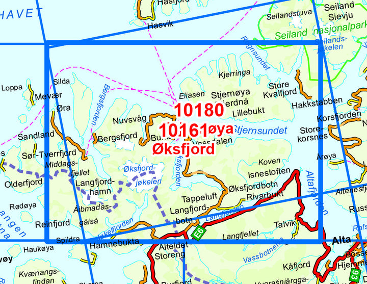Carte de randonnée n° 10161 - Oksfjord (Norvège) | Nordeca - Norge-serien carte pliée Nordeca 