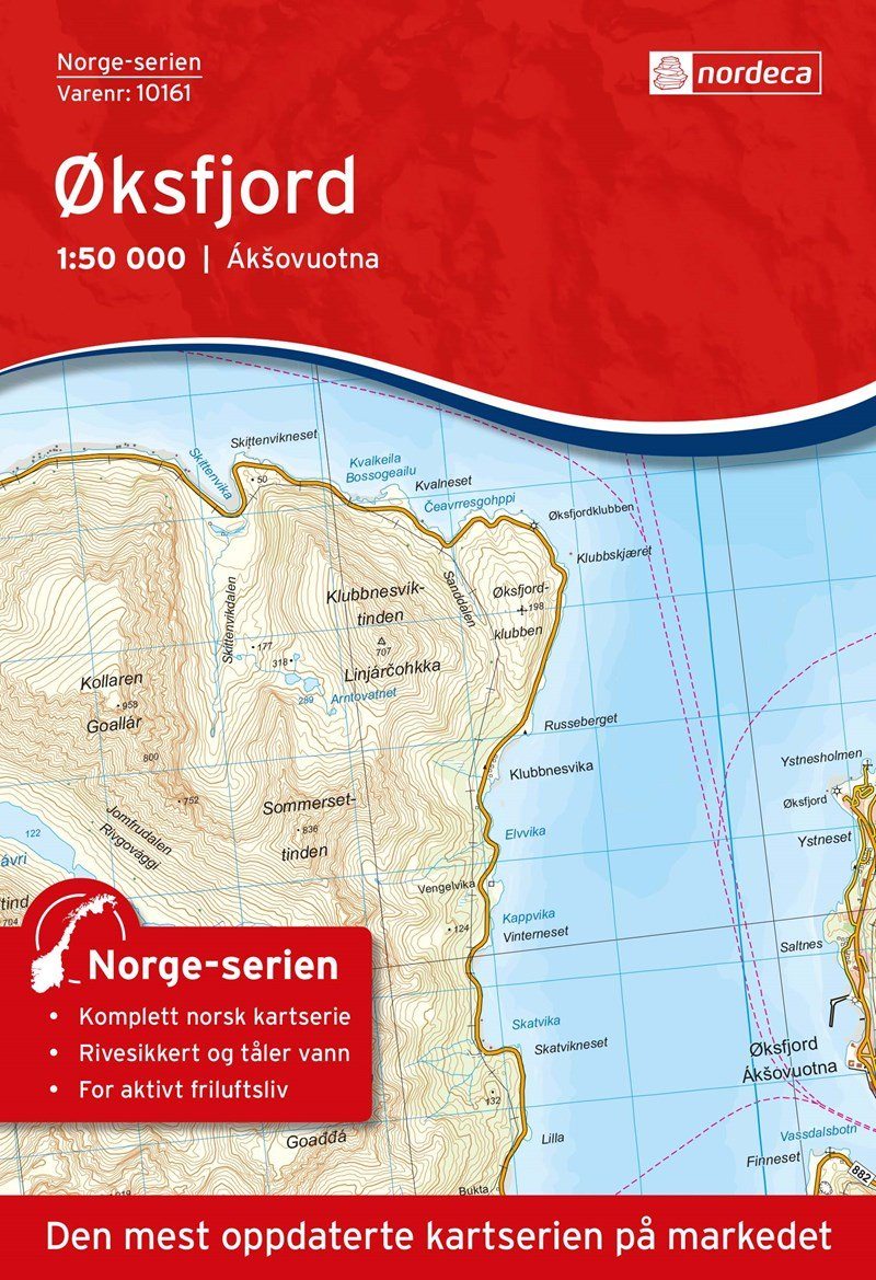 Carte de randonnée n° 10161 - Oksfjord (Norvège) | Nordeca - Norge-serien carte de randonnée Nordeca