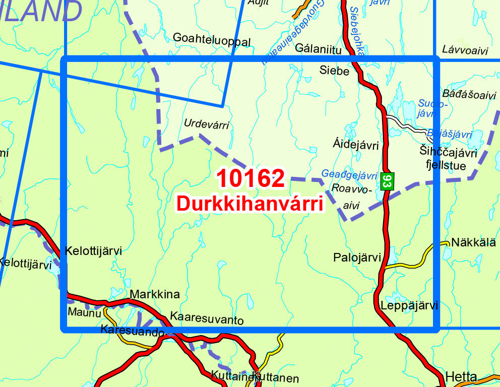 Carte de randonnée n° 10162 - Durkkihanvarri (Norvège) | Nordeca - Norge-serien carte de randonnée Nordeca