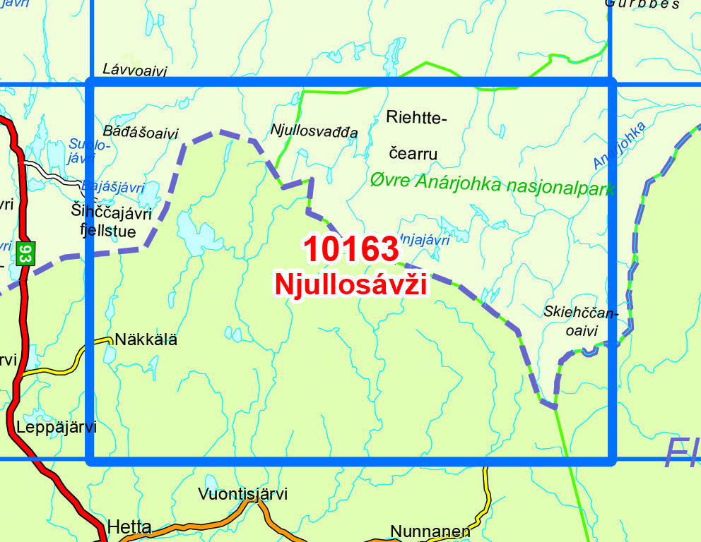 Carte de randonnée n° 10163 - Njullosavzi (Norvège) | Nordeca - Norge-serien carte pliée Nordeca 